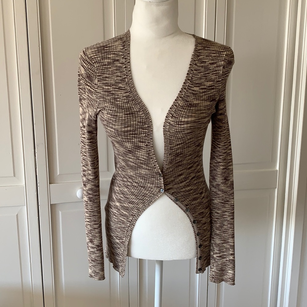 BANANA REPUBLIC COTTON BLEND STRIPED CARDIGAN